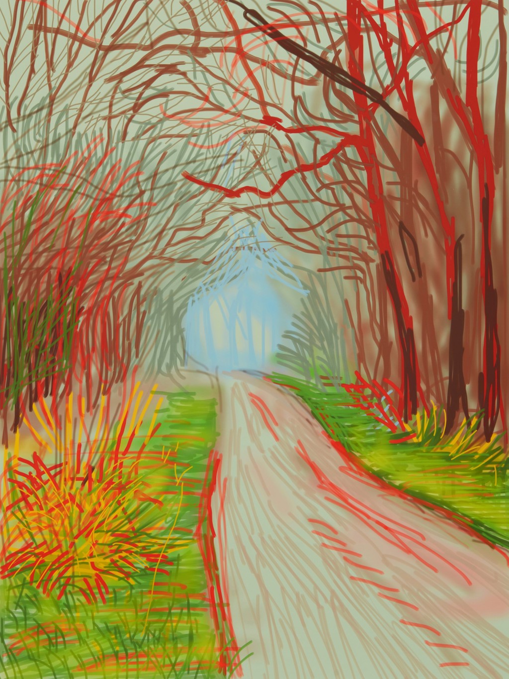 大衛·霍克尼《東約克郡沃蓋特的春臨（2011年）- 1月13日》，估價：210,000 - 310,000新加坡元。