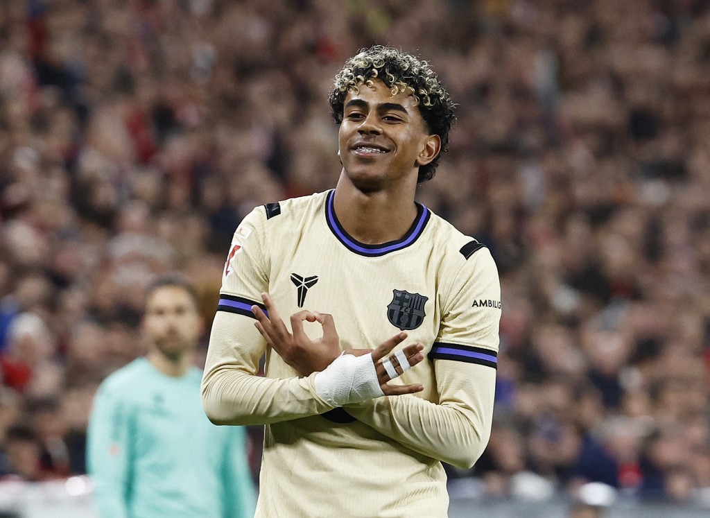 巴塞隆拿超新星拉明耶馬出道至今已為巴塞和西班牙國家隊入50球。路透社