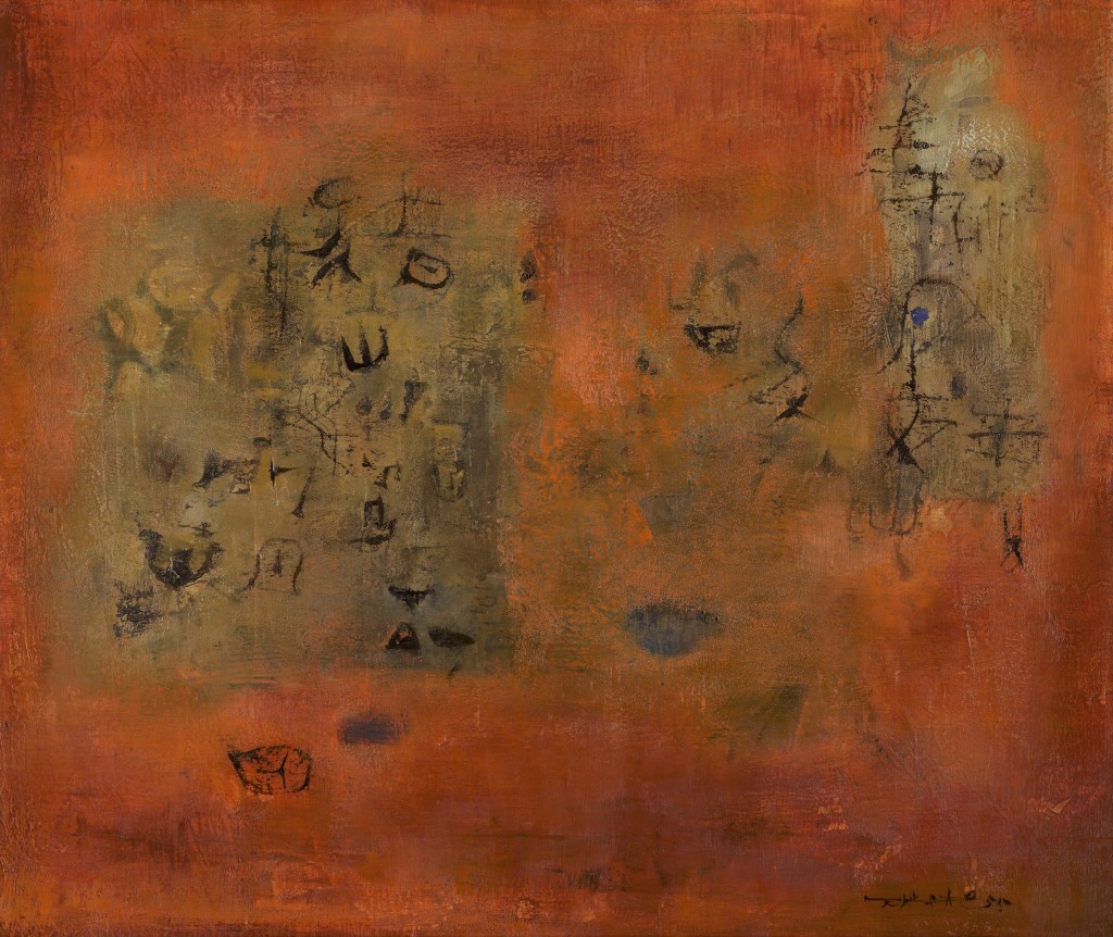 趙無極《星火守護者》，1955年作，油畫/畫布，46×55厘米。