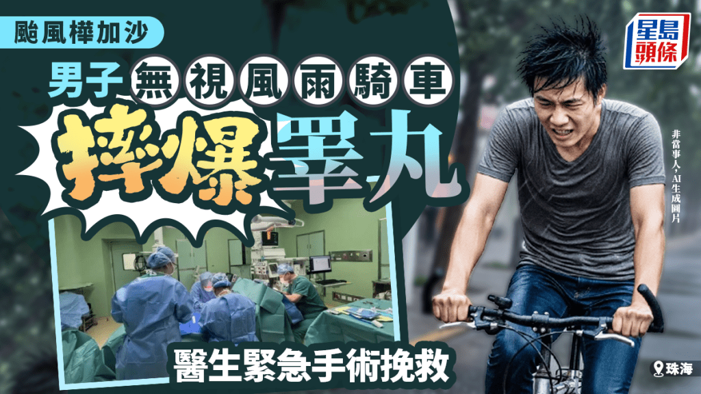 珠海男子凌晨騎車摔傷下體,醫生緊急施救。廣州日報