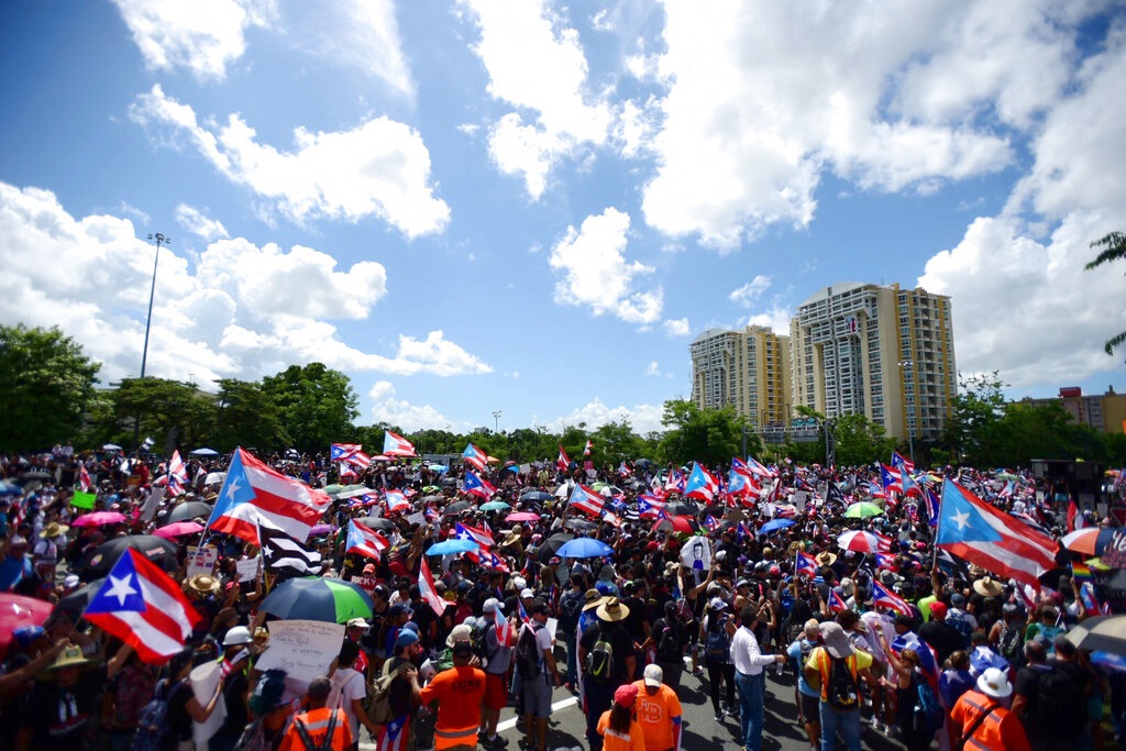 波多黎各民眾上街示威。AP圖片