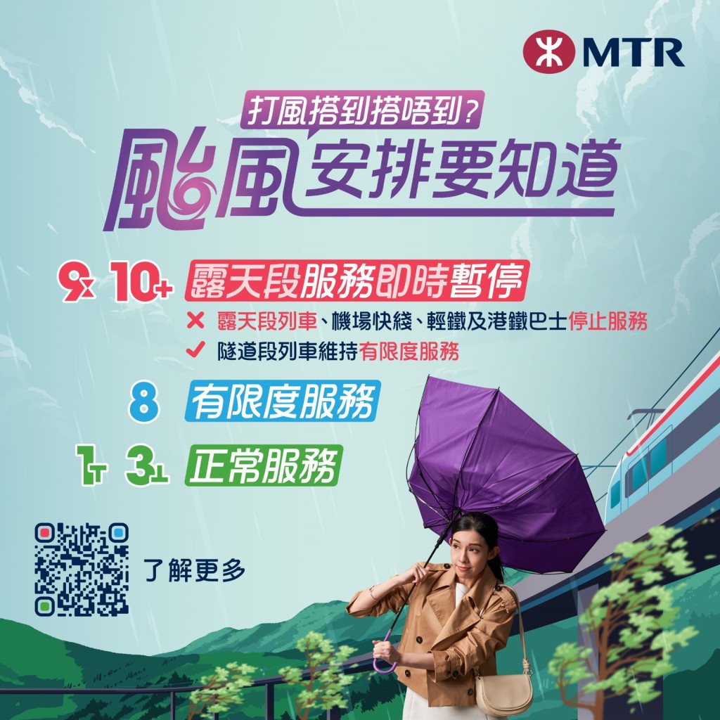在颱風期間,港鐵會在安全的情況下盡量維持服務。 在颱風期間,港鐵會在安全的情況下盡量維持服務。