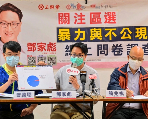 工聯會要求關注去年區議會選舉暴力與不公的現象。
