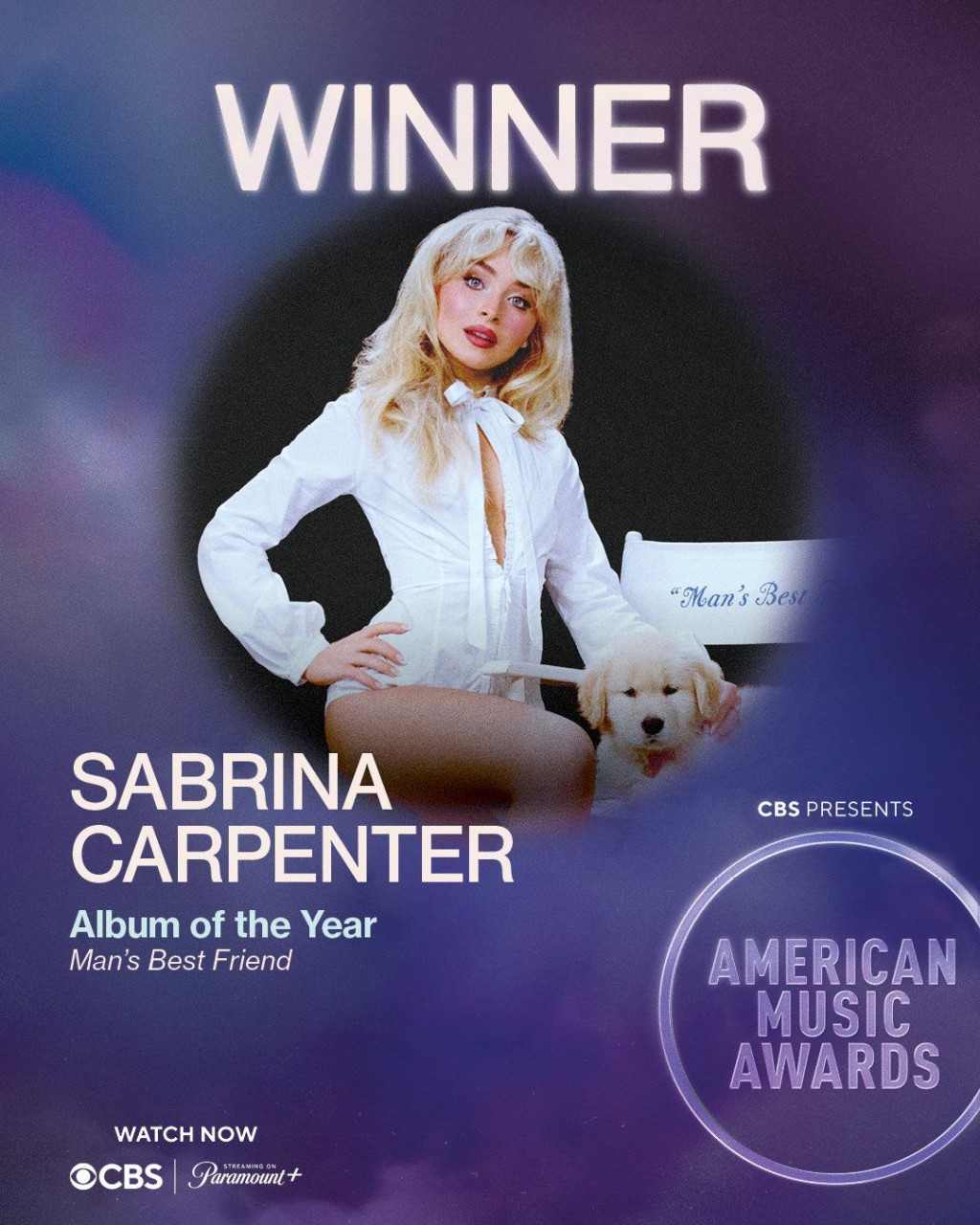 Sabrina Carpenter亦捧走3獎。 Sabrina Carpenter亦捧走3獎。