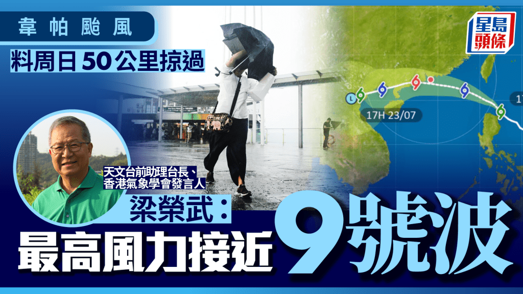 韋帕颱風︱周日50公里南面掠過 梁榮武：最高風力接近9號波