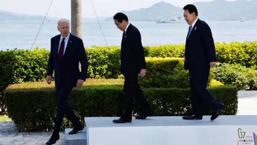 拜登、尹錫悅及岸田文雄3人繼月前G7峰會後下月再踫頭。路透社