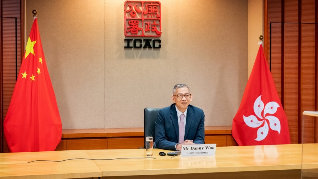 胡英明於昨日（8日）透過視象出席國際反貪局聯合會年會。