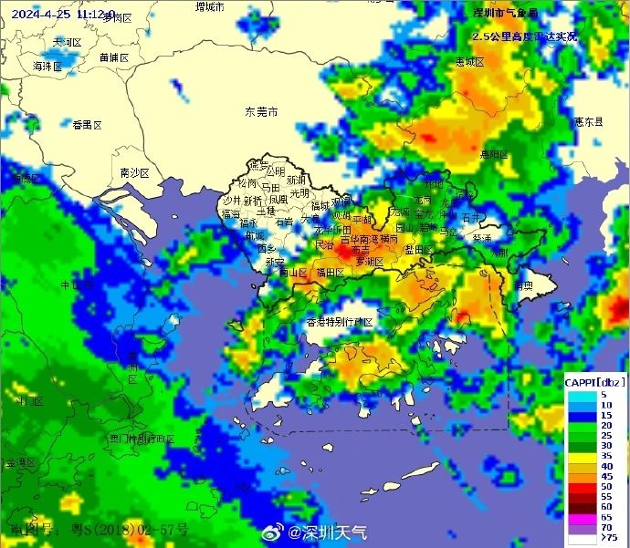 主降雨區在全省範圍內偏北偏東，廣州目前花都從化和增城的雨勢相對明顯。