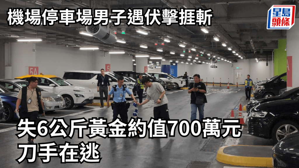 机场停车场男子遇伏击挨斩 失6公斤黄金约值700万元 刀手在逃。黎志伟摄