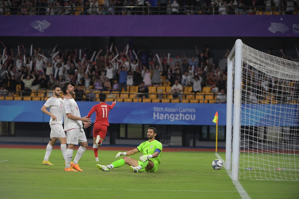 港足1:0淘汰伊朗，歷史性亞運晉身四強。陳極彰攝