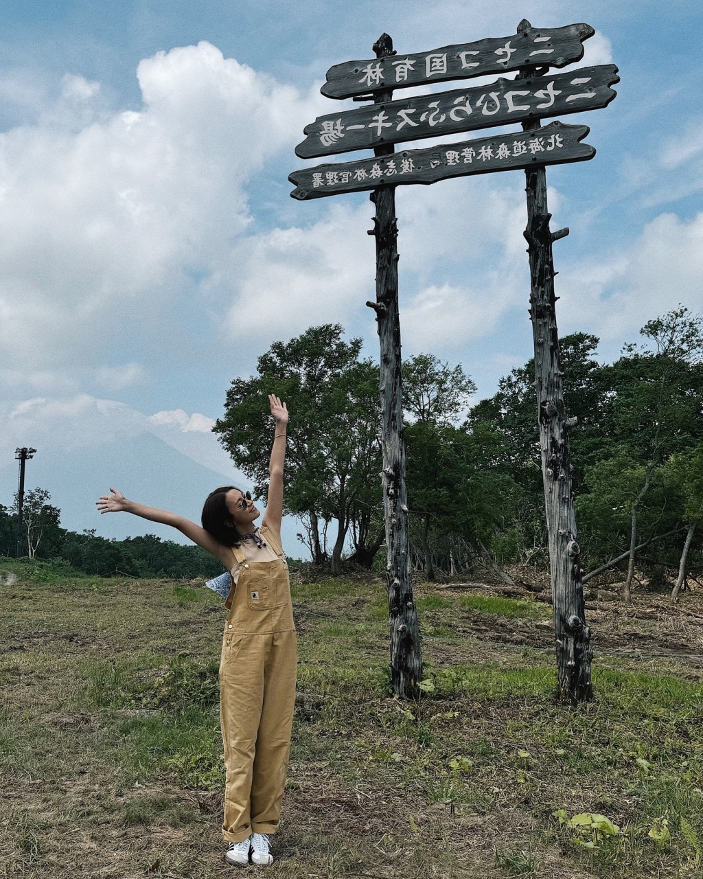 杨爱瑾在北海道到处打卡。