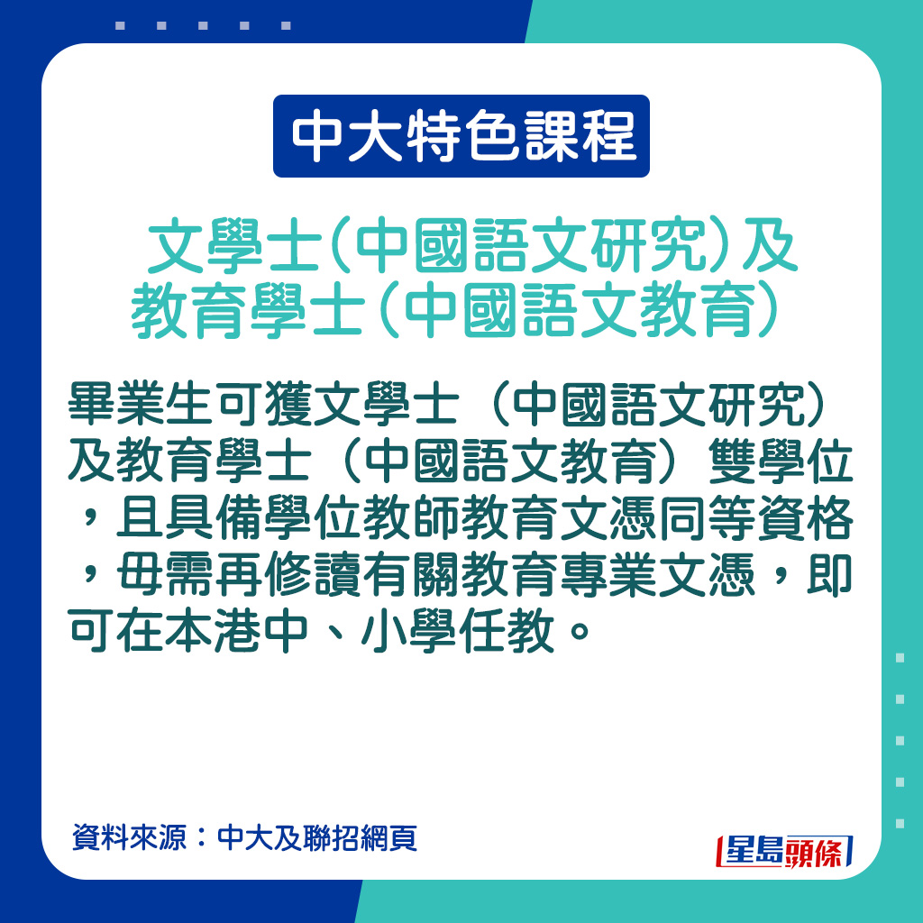 文學士（中國語文研究）及教育學士（中國語文教育）的課程簡介。