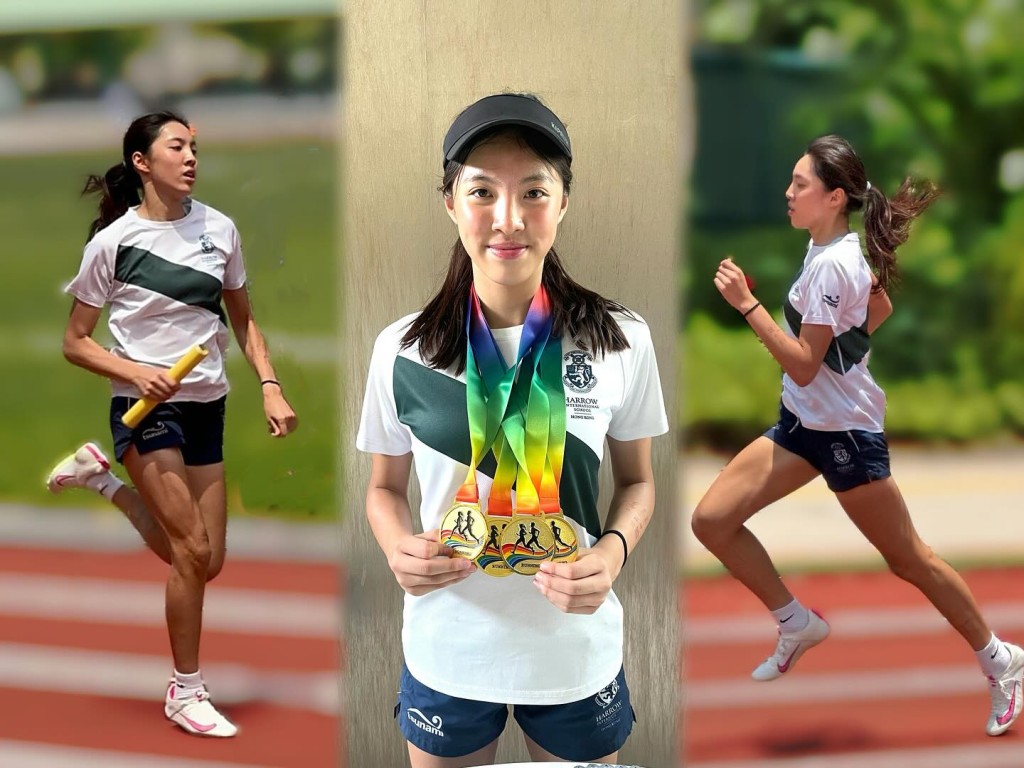 谭耀文日前在IG分享多张爱女跑步的英姿，与及夺得四面金牌的照片。