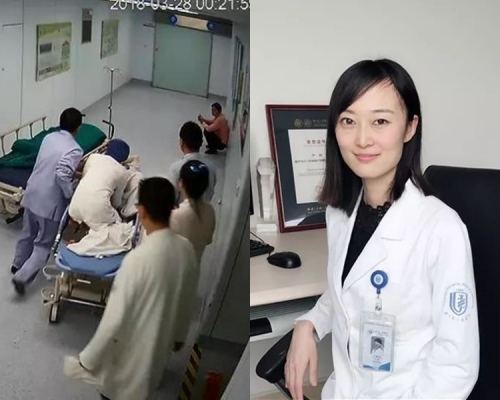 王越男當晚跪着救嬰兒。網圖