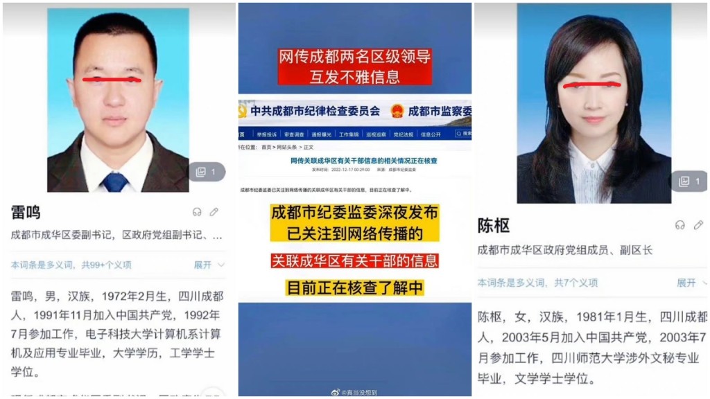 男女區長露骨聊天紀檢調查。