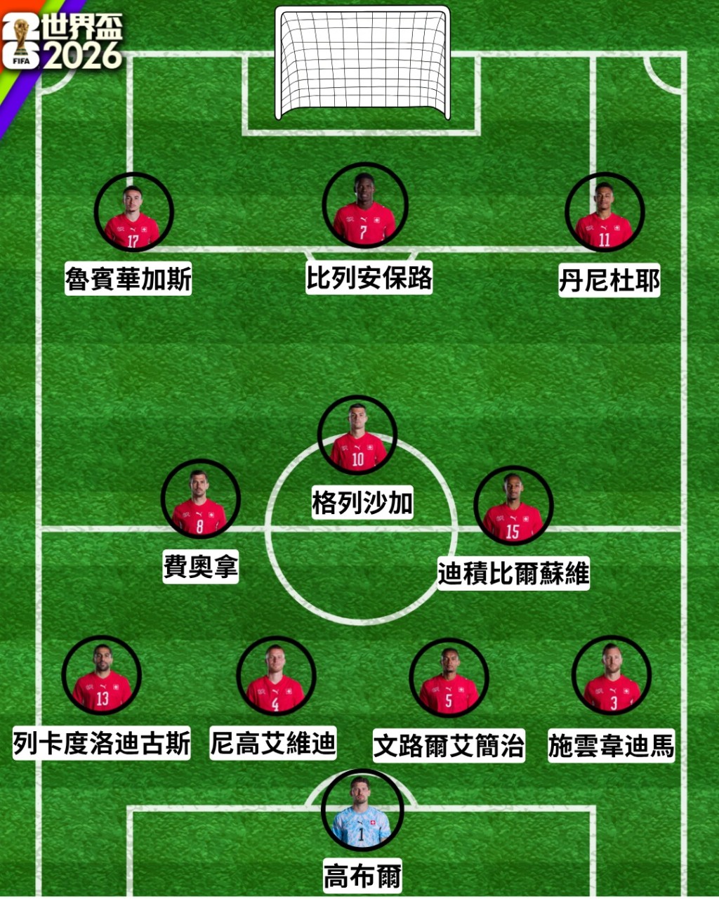 瑞士預計出場陣容。星島圖片 瑞士預計出場陣容。星島圖片 