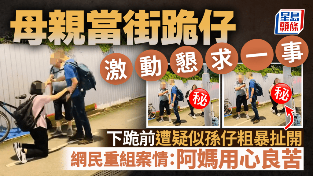 母親當街跪仔激動懇求一事 下跪前遭疑似孫仔粗暴扯開 網民重組案情:阿媽用心良苦