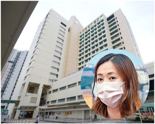 聯合醫院一名62歲男病人初步確診。小圖為醫管局總行政經理庾慧玲 。資料圖片