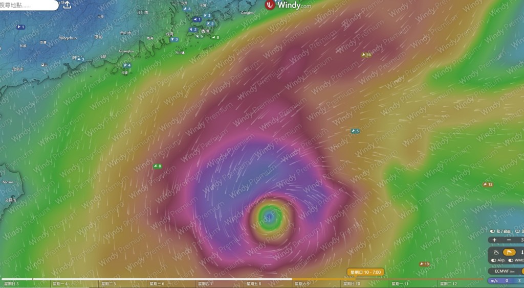 美国全球预报系统（GFS）预测：11月10日（周日）