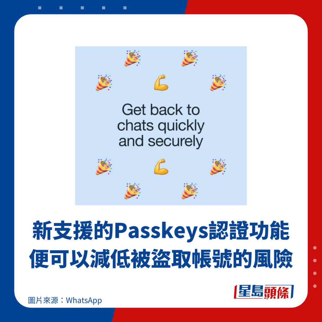 新支援的PASSKEYS認證功能便可以減低被盜取帳號的風險