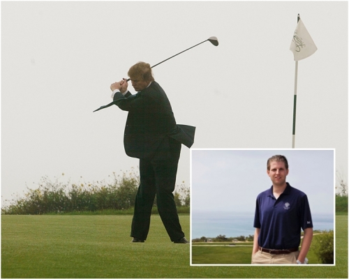 埃里克（小圖）曾說，父親特朗普名下一些高球場是得到俄羅斯資助營運及發展的。