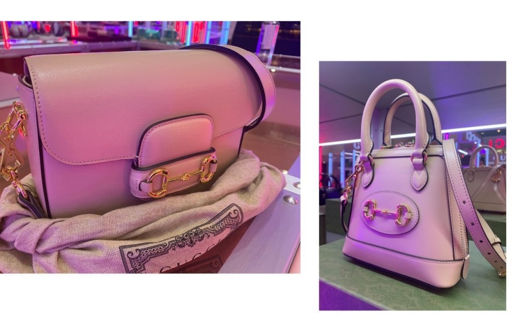 限定店帶來四個系列的新作,當中Gucci Horsebit新增奶茶色/左,以及全新Top Handle款式/右。