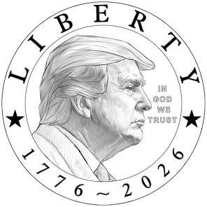 慶祝美國建國250周年而設計的紀念幣草圖。TrumpTruthOnX@X 慶祝美國建國250周年而設計的紀念幣草圖。TrumpTruthOnX@X