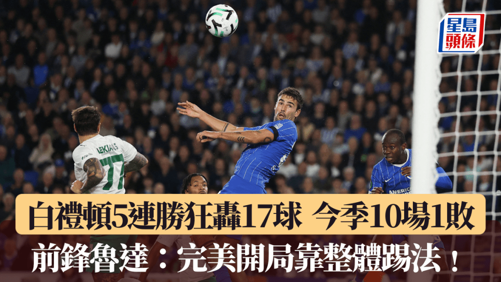 白禮頓5連勝狂轟17球，今季10場僅1敗。路透社