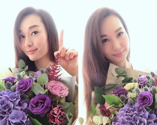 徐子珊開學日收花。
