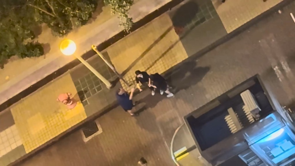 一對男女在葵芳邨車閘入口對開發生爭執。網上片段截圖 一對男女在葵芳邨車閘入口對開發生爭執。網上片段截圖