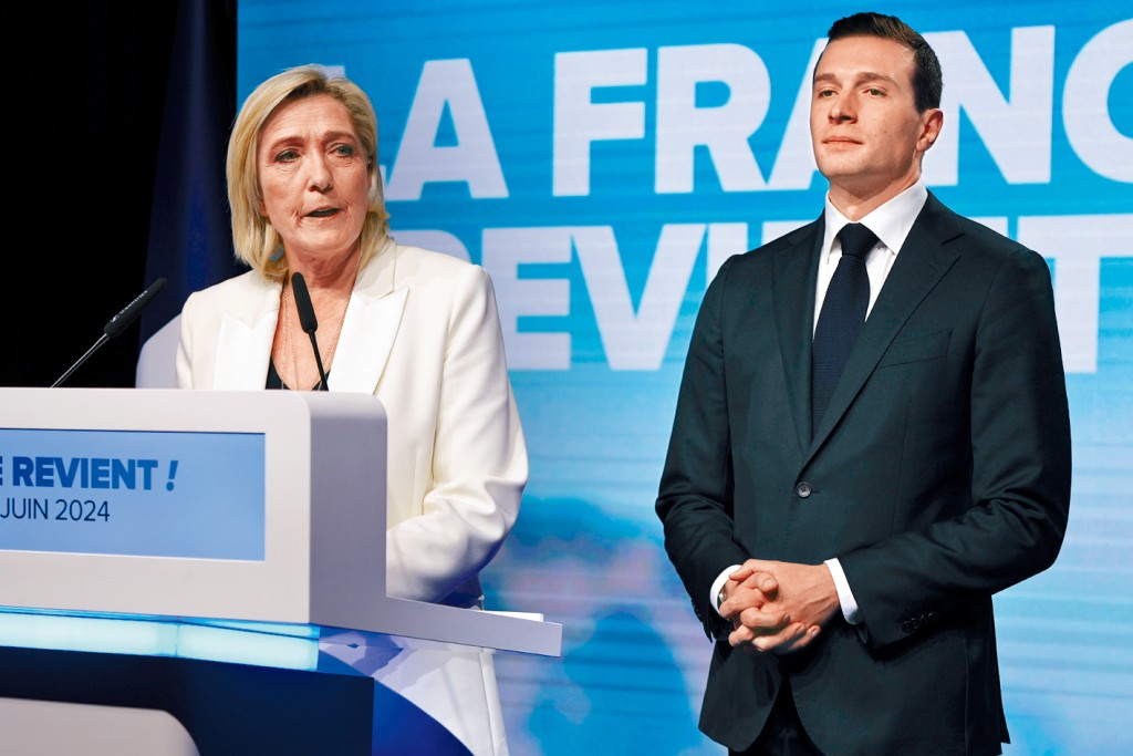 法國極右翼國民聯盟領袖馬琳．勒龐與28歲的門生巴爾代拉。