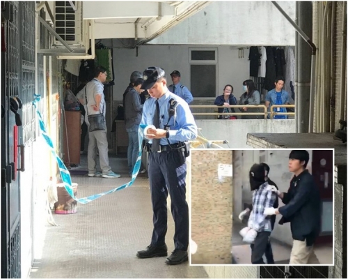 死者兒子(小圖)被捕。
