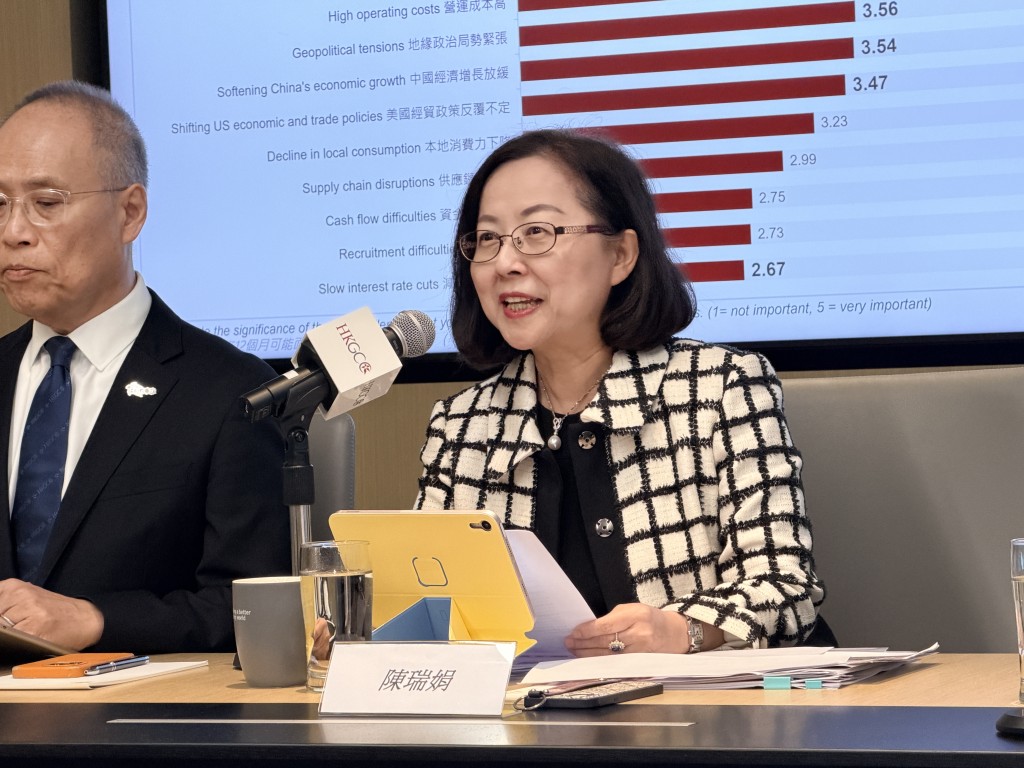 總商會主席陳瑞娟表示,去年中美關稅議題令企業持不樂觀態度。 總商會主席陳瑞娟表示,去年中美關稅議題令企業持不樂觀態度。