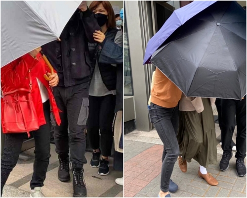 男被告高朗(左圖中間黑鞋者)。女被告張逸然(右圖)。陳楚琨攝