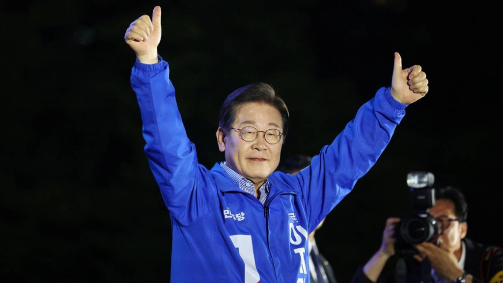 南韓媒體指李在明在總統選舉中獲壓倒性得票。路透社 