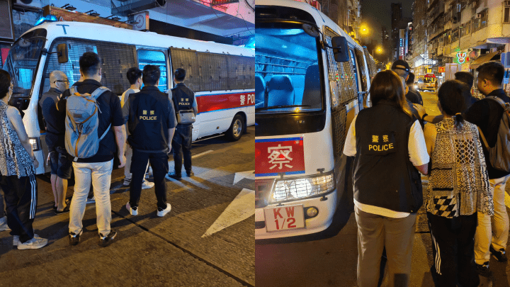 反黑組人員油麻地搗破釣魚機賭檔拘捕6人。警方提供