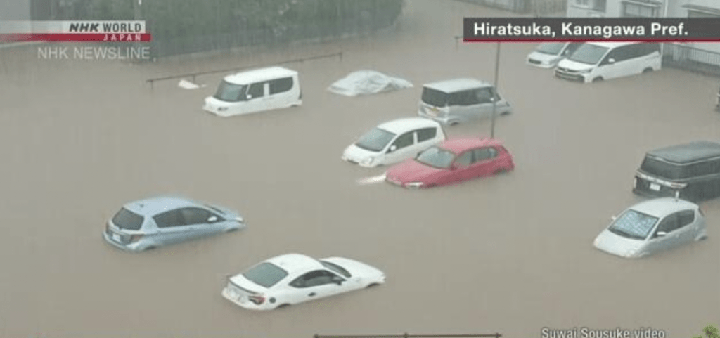 颱風珊珊襲日本 | 多區雨災淪澤國 車場驚變泳池 全國6死逾百傷