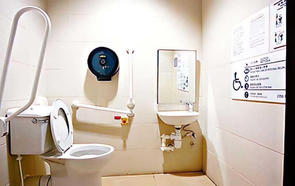 香港體育館分別在廣場和表演場地設有殘疾人士洗手間，另設有殘疾人士專用的淋浴室，專為輪椅使用者提供的設施。