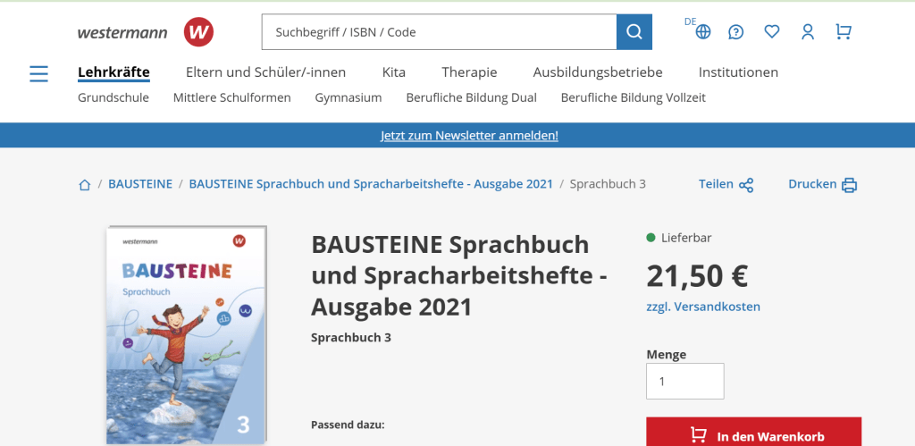 《BAUSTEINE Sprachbuch 3》仍可在出版社官网购买。