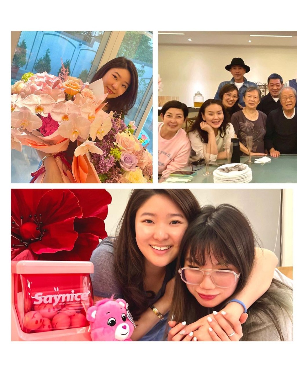 韓馬利與丈夫杜燕歌、袁偉豪與太張寶兒、黎芷珊等藝人為Charmaine慶祝生日。