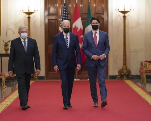 美國加拿大及墨西哥三國領袖出席峰會。AP圖
