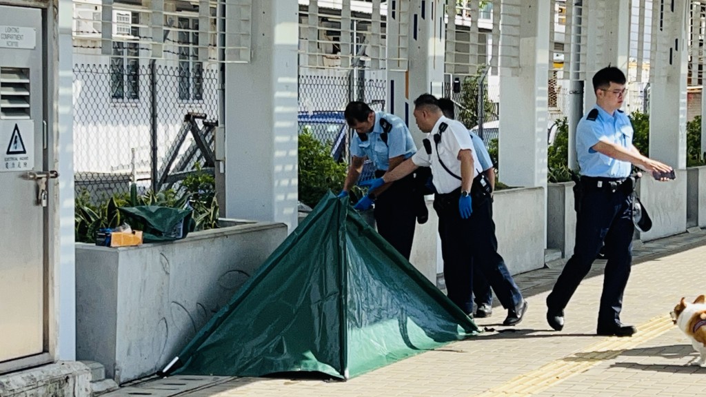 遺體由帳篷遮蓋。