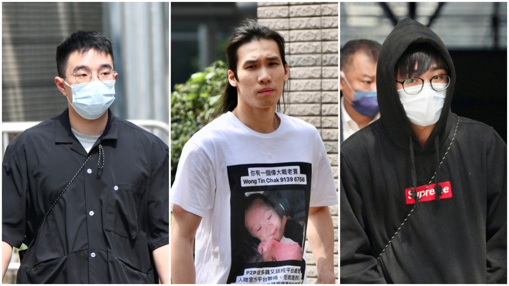 被判入獄三名被告卓嘉豪、簡梓濱及連俊雄(左至右)。 資料圖