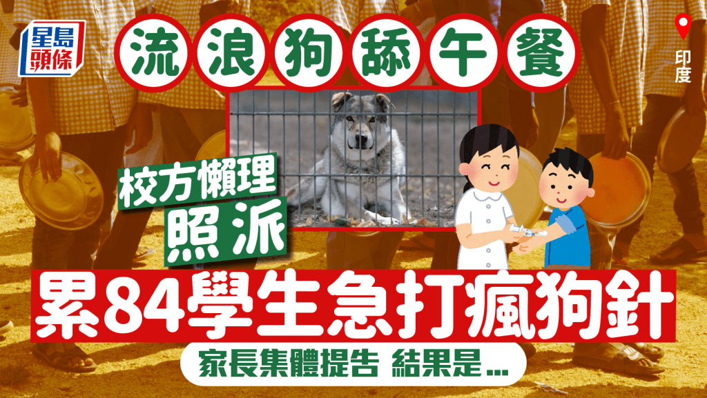 流浪狗舔午餐校方照派  印度84學生急打瘋狗針