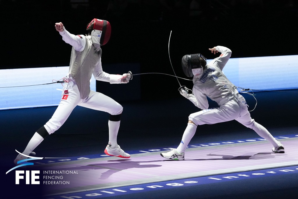 蔡俊彥於4強擊敗意大利好手林巴迪。國際劍聯圖片 蔡俊彥於4強擊敗意大利好手林巴迪。國際劍聯圖片