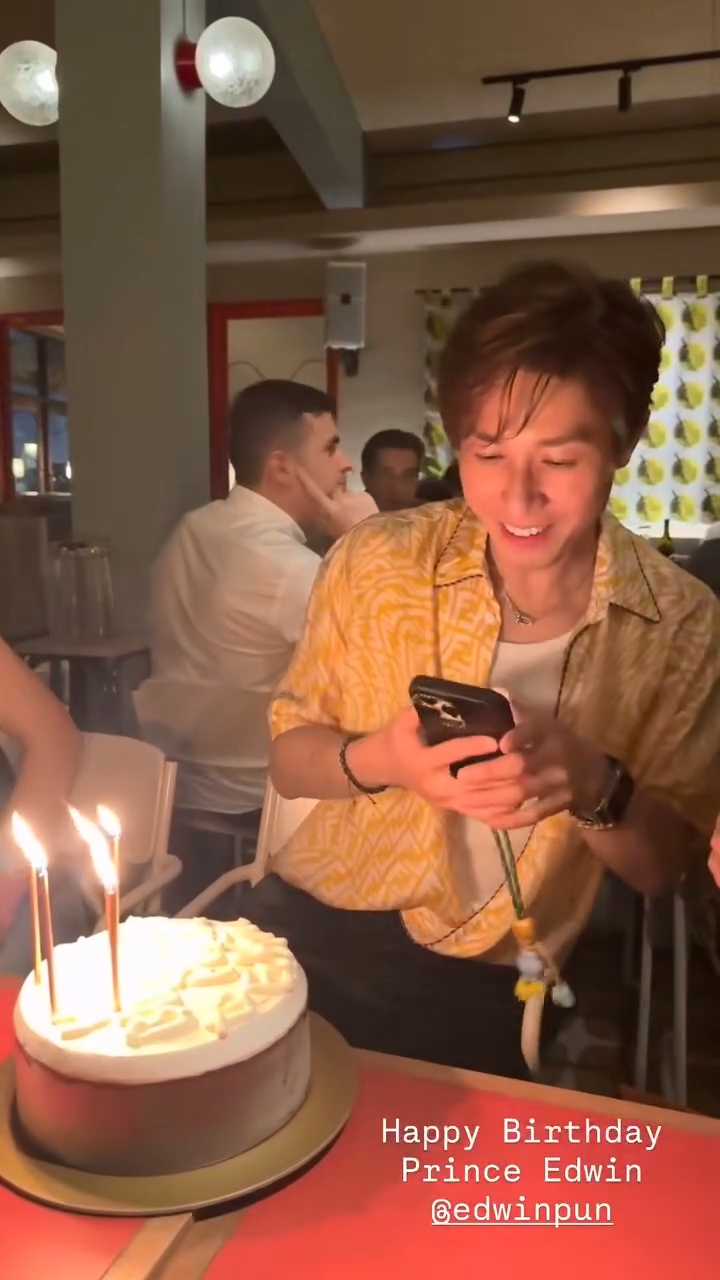 關智斌的「高富帥」密友Edwin在3月份於泰國慶祝生日，有指他來是出席婚禮。