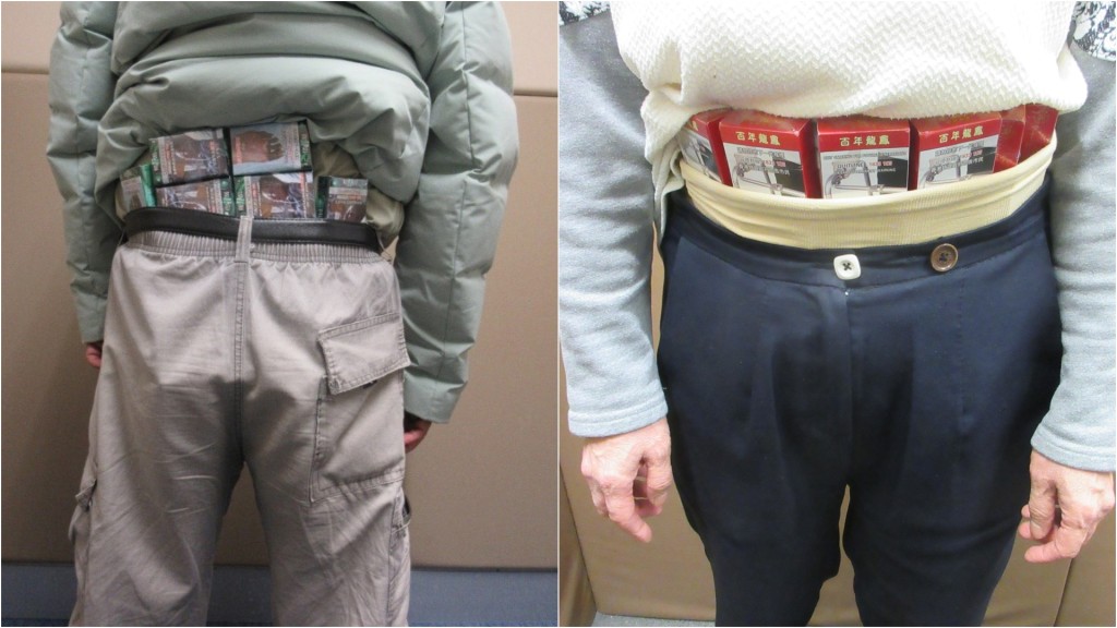 落馬洲抵港兩長者腰間藏私煙 難逃海關法眼 罪成各囚兩個月