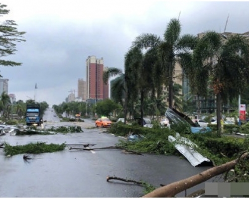 「楊柳」逼近龍捲風凌晨襲海南，最少8死2傷。網圖