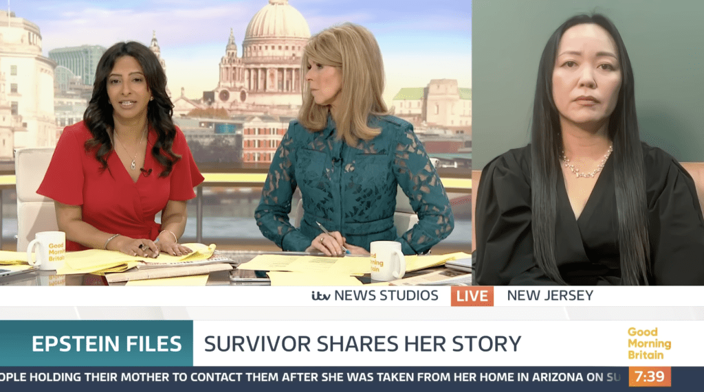 Rina Oh上英國ITV電視台節目《Good Morning Britain》親述經歷。電視畫面截圖