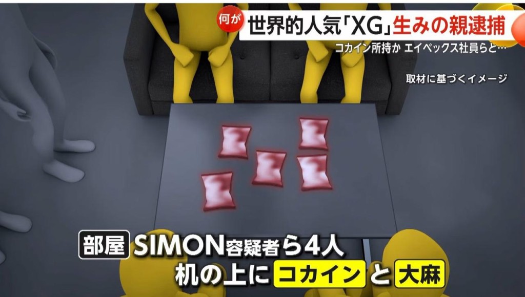 據指警方在酒店桌上就發現4包疑似可卡因及一袋乾燥大麻的毒品。